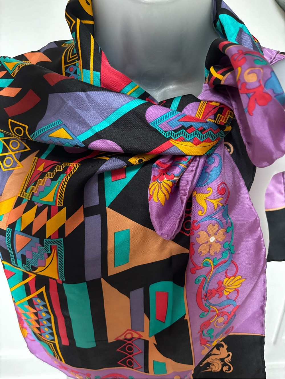 graphic art vintage Pangborn Design Ltd. 100% silk scarf by Dominic Pangborn